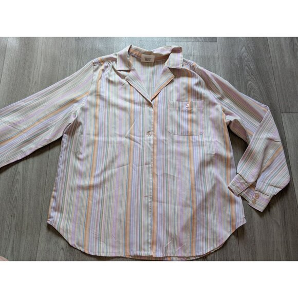 Ample Annie Striped Button-Up Shirt L Multicolor Cotton/Polyester - Picture 3 of 6